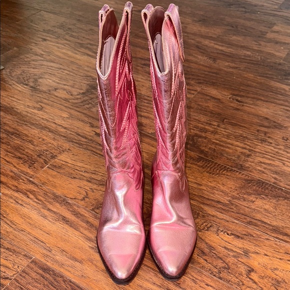 Madden Girl Pink Floral Heeled Boots with Design - Picture 3 of 12